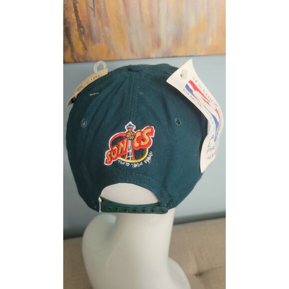 Vintage 90s New Era Seattle SuperSonics Hat Teal Snapback NWT Made in USA NBA... - Picture 4 of 16